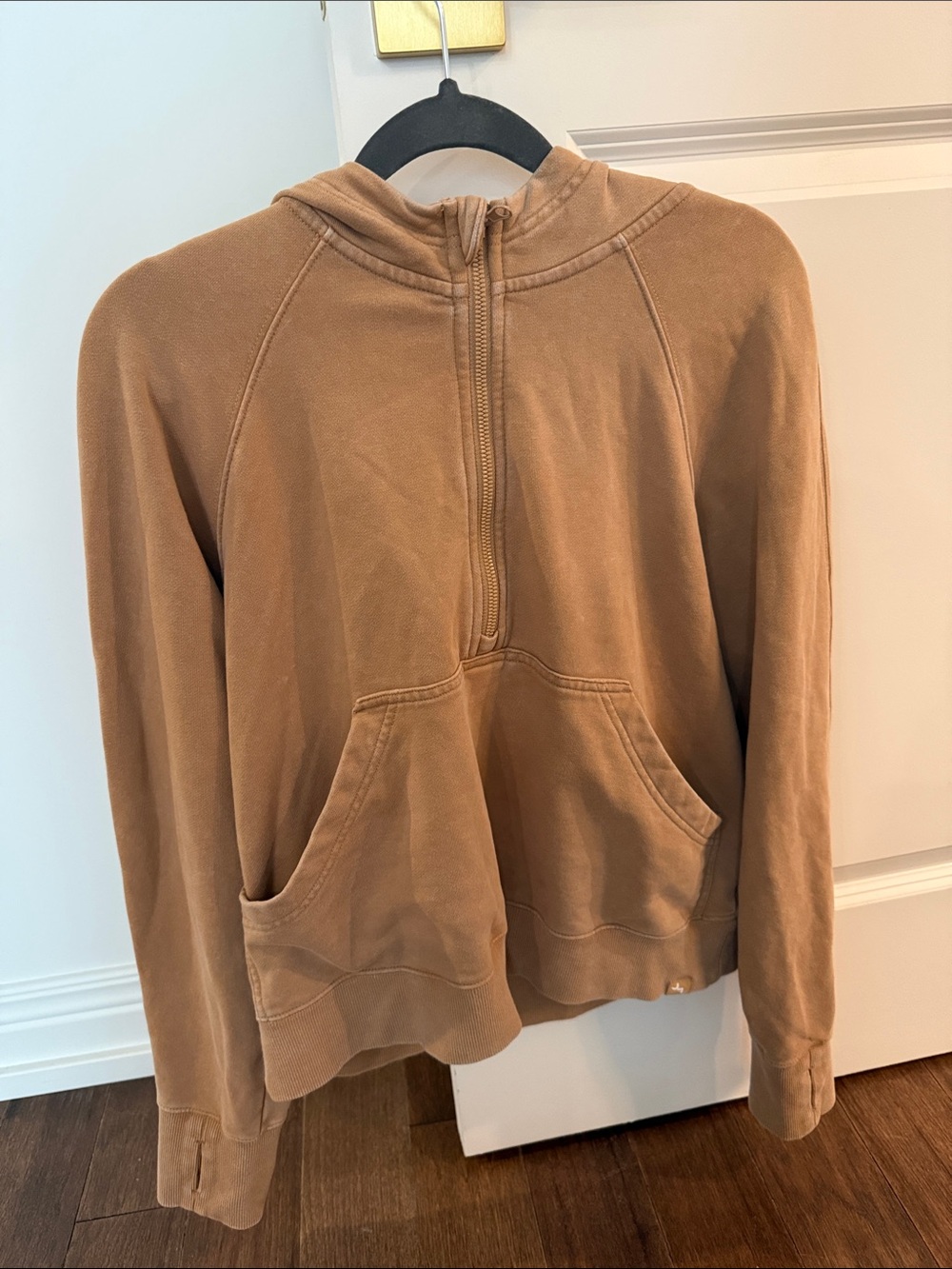 Joy Lab Women’s Half-Zip Hoodie Sweatshirt - Tan - Picture 1 of 3